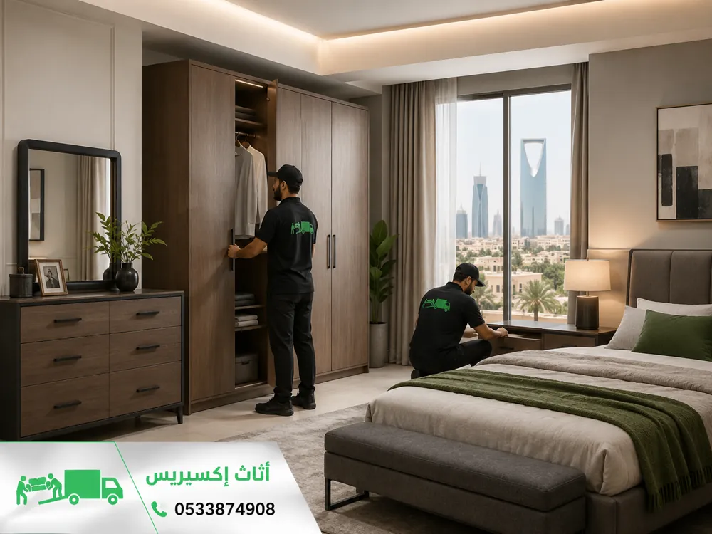 فنيو أثاث إكسبريس يركّبون دولاب غرفة نوم بالرياض